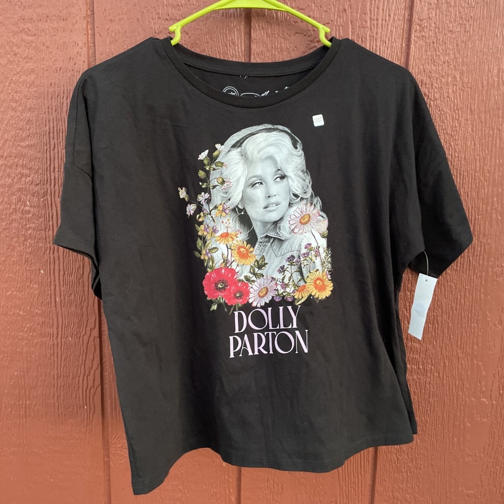 Dolly Parton Cropped Graphic T-Shirt Floral Picture Photo Women's 2XL (18)